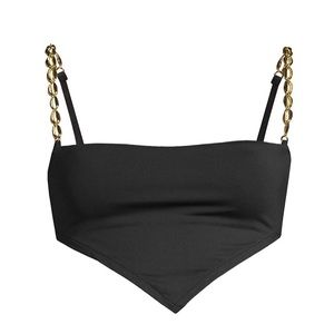 We Wore What Bandana Bikini Top with Gold Shell Chain